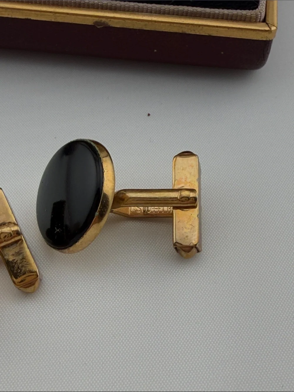 SWANK Vintage Gold-Tone Cufflinks and Studs with Black Centers